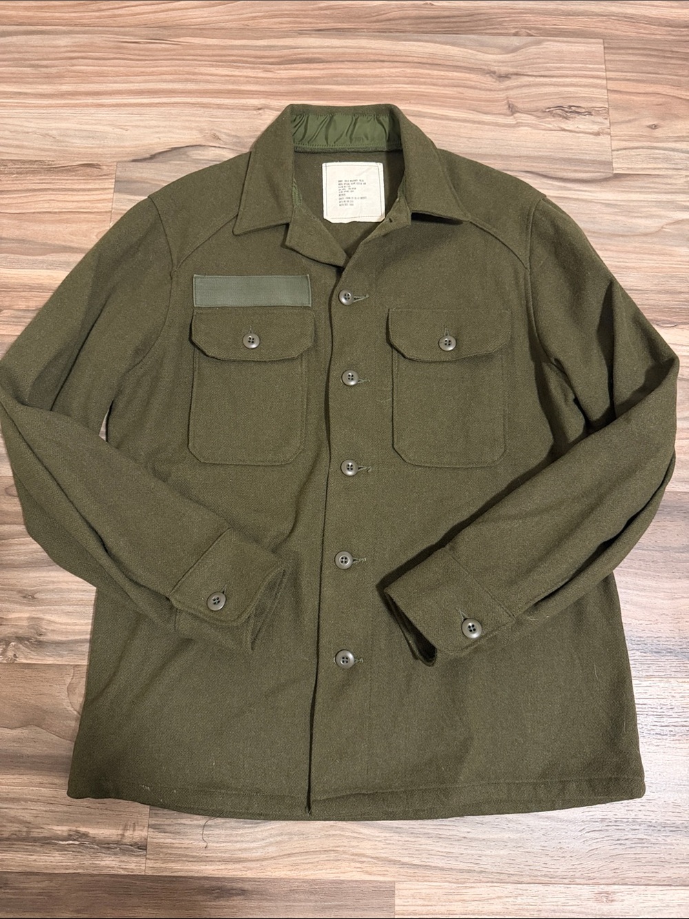 1980 US Army OG 108 Green Wool Cold Weather Field Mens Medium Shirt Jacket